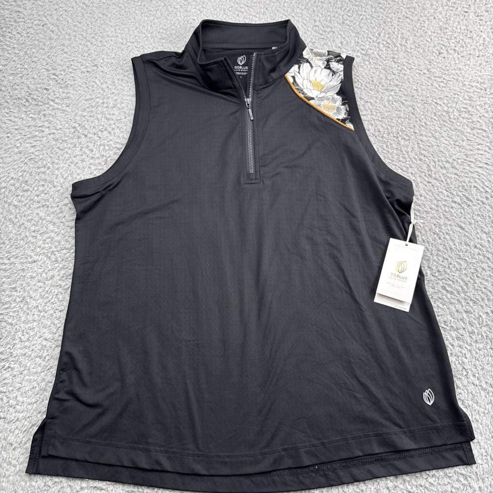GGBLUE Luxe Sport Jesse 1/4 Zip Golf Shirt Womens Large Sleeveless Top Ice Mesh
